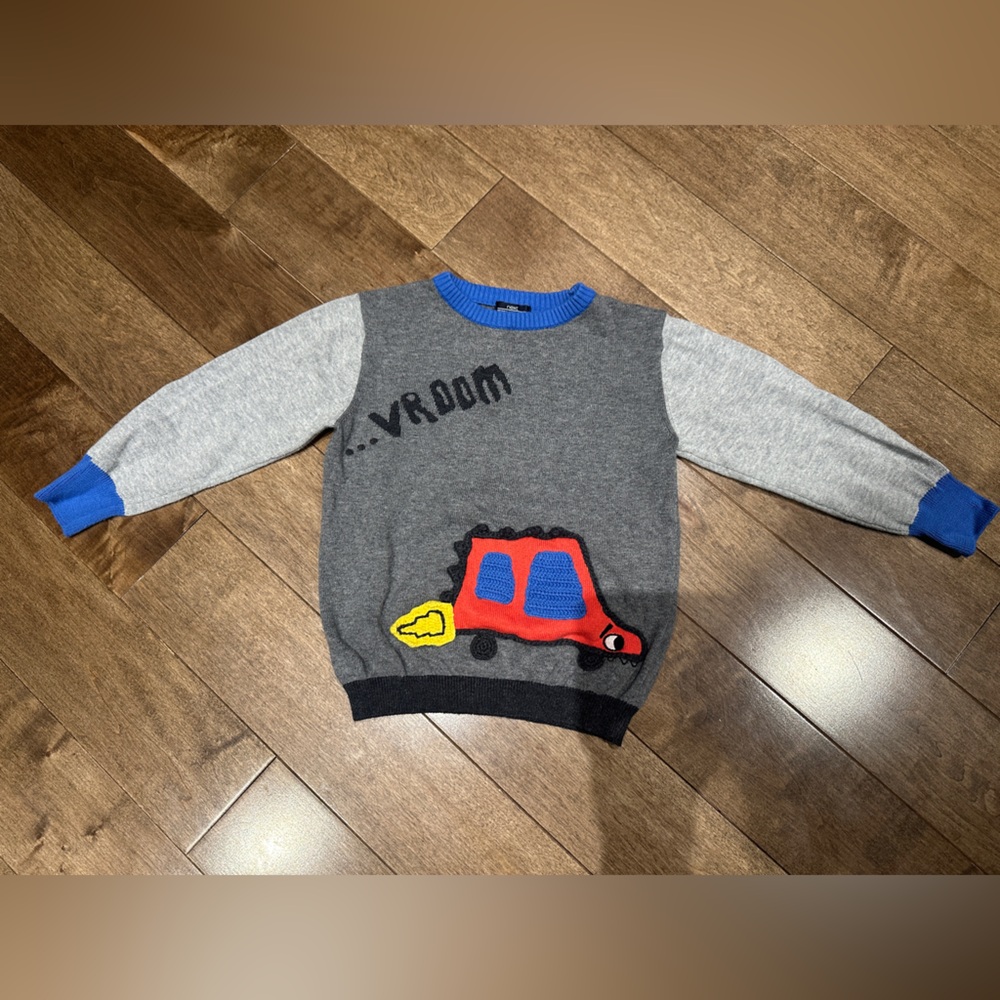 NEXT DIRECT • Kids Gray Sweater with Car Design